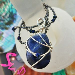 Sodalite pendant,  hand wrapped!